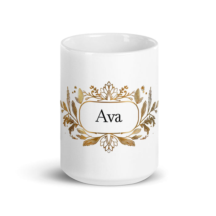 Ava Exclusive Name Art Piece Home Office Work Coffee Mug Mexican Spanish Pride Gift Cup One-Of-A-Kind Calligraphy White Glossy Mug | A19 Mexicada