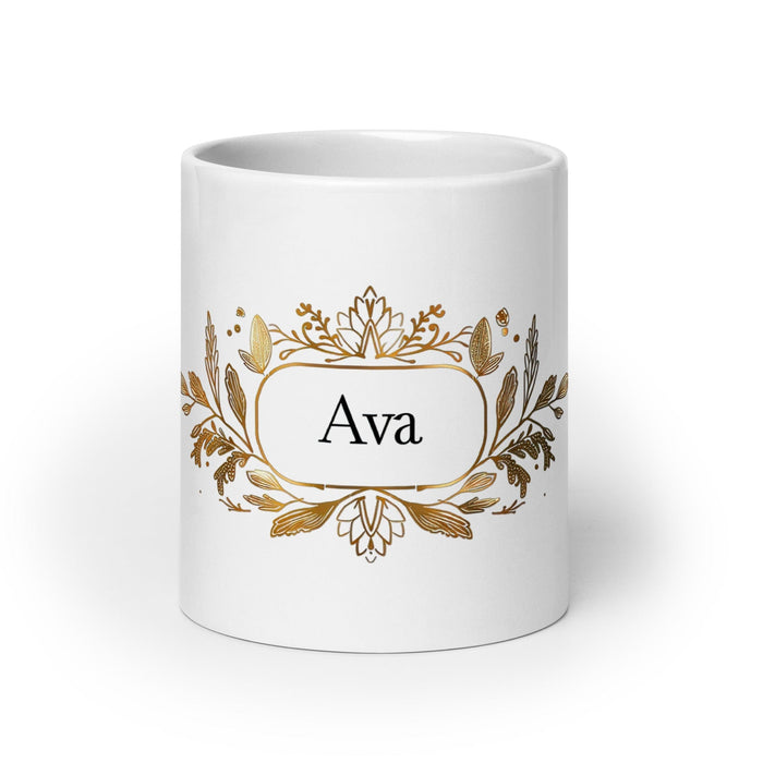 Ava Exclusive Name Art Piece Home Office Work Coffee Mug Mexican Spanish Pride Gift Cup One-Of-A-Kind Calligraphy White Glossy Mug | A19 Mexicada