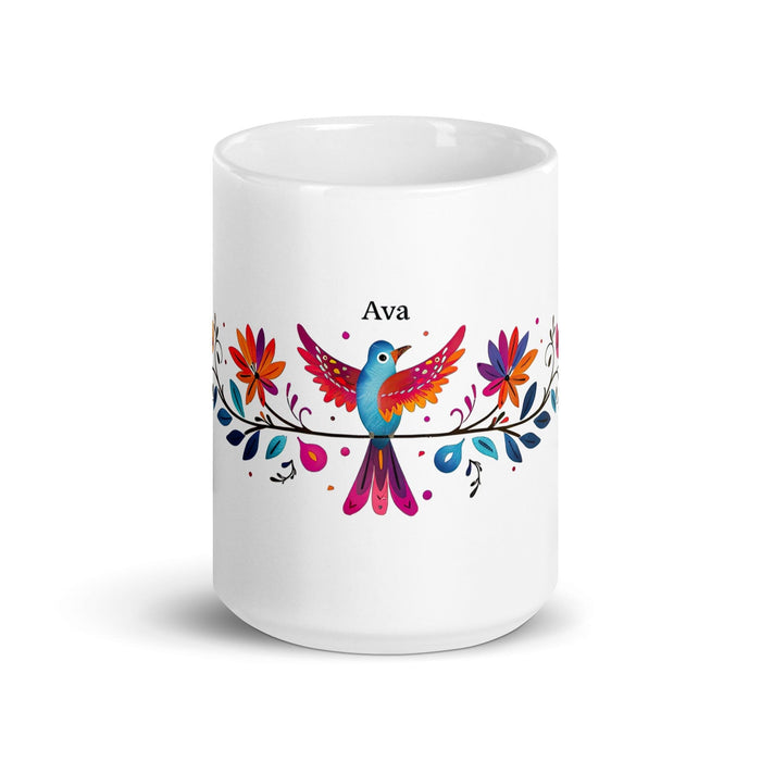 Ava Exclusive Name Art Piece Home Office Work Coffee Mug Mexican Spanish Pride Gift Cup One-Of-A-Kind Calligraphy White Glossy Mug | A21 Mexicada