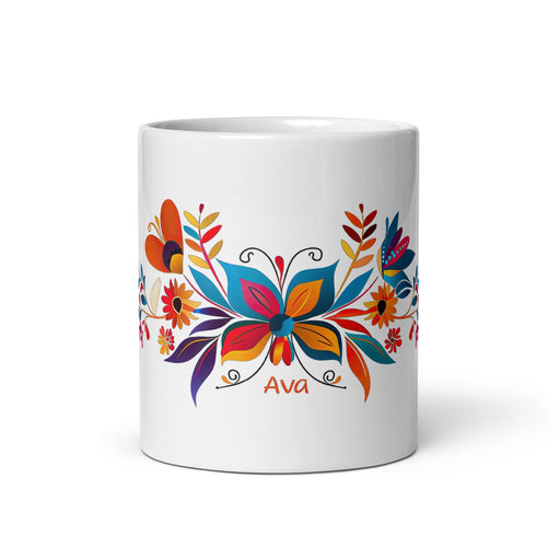 Ava Exclusive Name Art Piece Home Office Work Coffee Mug Mexican Spanish Pride Gift Cup One - Of - A - Kind Calligraphy White Glossy Mug | A3 - Mexicada