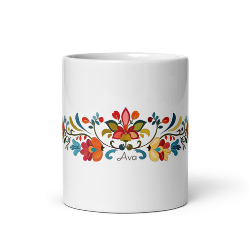 Ava Exclusive Name Art Piece Home Office Work Coffee Mug Mexican Spanish Pride Gift Cup One - Of - A - Kind Calligraphy White Glossy Mug | A4 - Mexicada