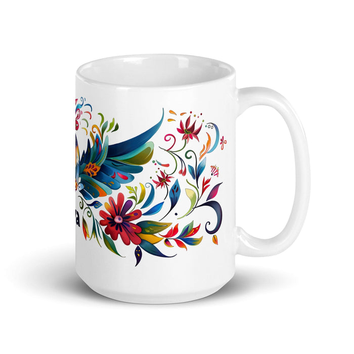 Ava Exclusive Name Art Piece Home Office Work Coffee Mug Mexican Spanish Pride Gift Cup One-Of-A-Kind Calligraphy White Glossy Mug | A5 Mexicada 15 oz