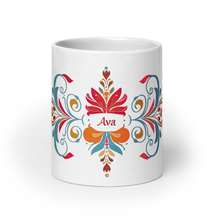 Ava Exclusive Name Art Piece Home Office Work Coffee Mug Mexican Spanish Pride Gift Cup One-Of-A-Kind Calligraphy White Glossy Mug | A6 Mexicada