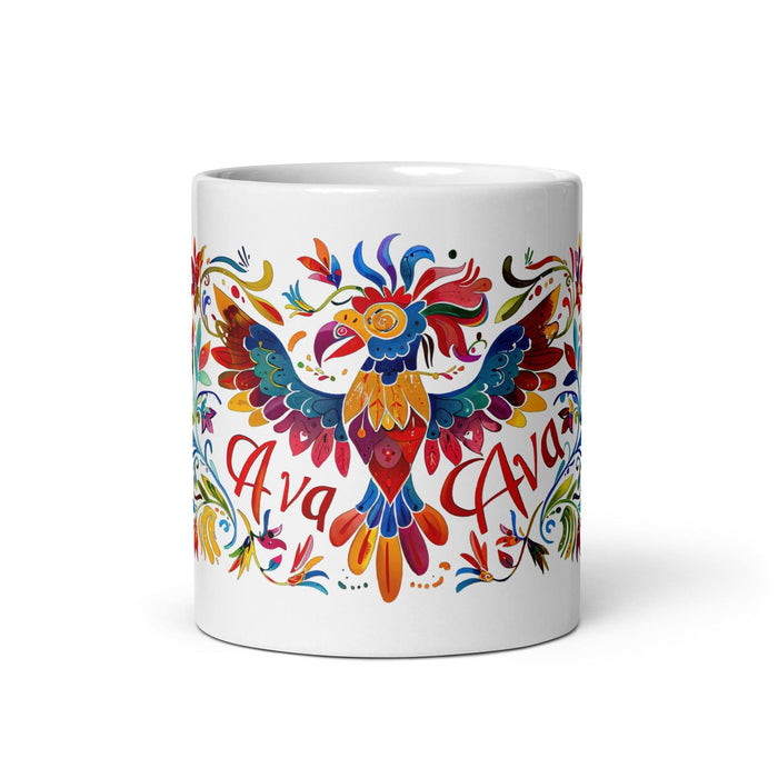 Ava Exclusive Name Art Piece Home Office Work Coffee Mug Mexican Spanish Pride Gift Cup One-Of-A-Kind Calligraphy White Glossy Mug | A8 Mexicada