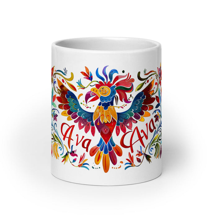 Ava Exclusive Name Art Piece Home Office Work Coffee Mug Mexican Spanish Pride Gift Cup One-Of-A-Kind Calligraphy White Glossy Mug | A8 Mexicada