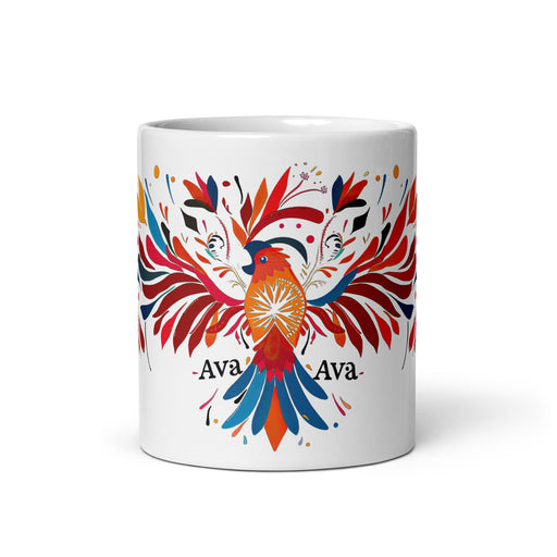 Ava Exclusive Name Art Piece Home Office Work Coffee Mug Mexican Spanish Pride Gift Cup One - Of - A - Kind Calligraphy White Glossy Mug | A9 - Mexicada