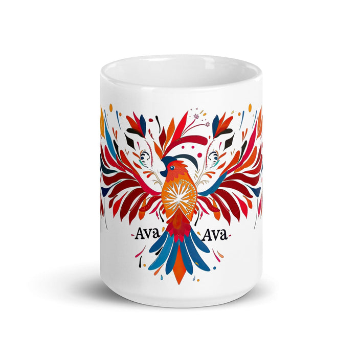 Ava Exclusive Name Art Piece Home Office Work Coffee Mug Mexican Spanish Pride Gift Cup One-Of-A-Kind Calligraphy White Glossy Mug | A9 Mexicada