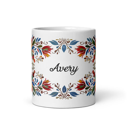 Avery Exclusive Name Art Piece Home Office Work Coffee Mug Mexican Spanish Pride Gift Cup One - Of - A - Kind Calligraphy White Glossy Mug | A1 - Mexicada