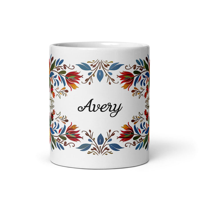 Avery Exclusive Name Art Piece Home Office Work Coffee Mug Mexican Spanish Pride Gift Cup One-Of-A-Kind Calligraphy White Glossy Mug | A1 Mexicada