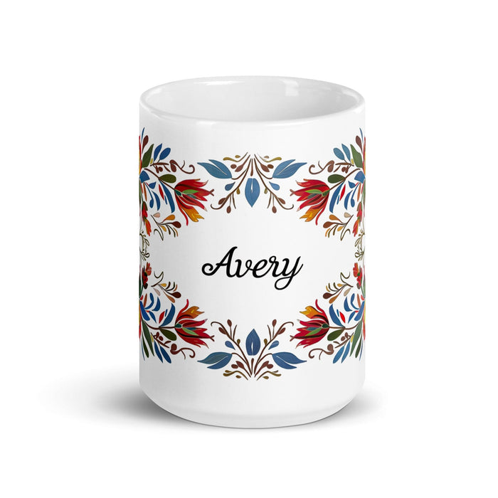 Avery Exclusive Name Art Piece Home Office Work Coffee Mug Mexican Spanish Pride Gift Cup One-Of-A-Kind Calligraphy White Glossy Mug | A1 Mexicada