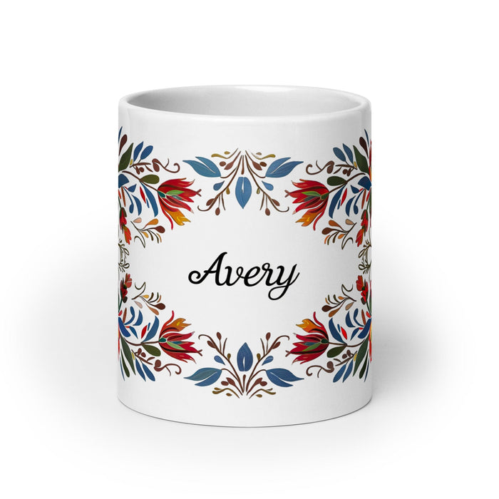 Avery Exclusive Name Art Piece Home Office Work Coffee Mug Mexican Spanish Pride Gift Cup One-Of-A-Kind Calligraphy White Glossy Mug | A1 Mexicada