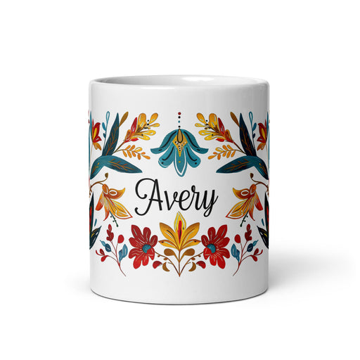 Avery Exclusive Name Art Piece Home Office Work Coffee Mug Mexican Spanish Pride Gift Cup One - Of - A - Kind Calligraphy White Glossy Mug | A10 - Mexicada