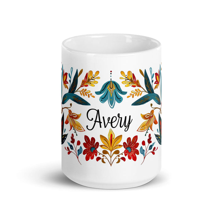 Avery Exclusive Name Art Piece Home Office Work Coffee Mug Mexican Spanish Pride Gift Cup One-Of-A-Kind Calligraphy White Glossy Mug | A10 Mexicada