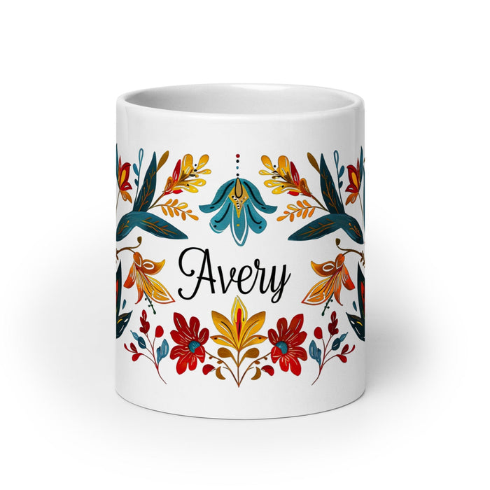 Avery Exclusive Name Art Piece Home Office Work Coffee Mug Mexican Spanish Pride Gift Cup One-Of-A-Kind Calligraphy White Glossy Mug | A10 Mexicada