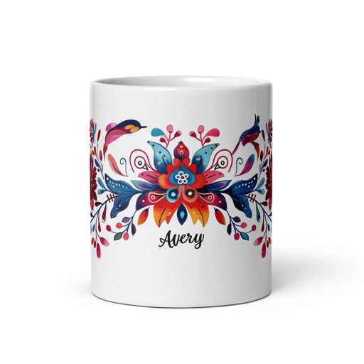 Avery Exclusive Name Art Piece Home Office Work Coffee Mug Mexican Spanish Pride Gift Cup One - Of - A - Kind Calligraphy White Glossy Mug | A11 - Mexicada