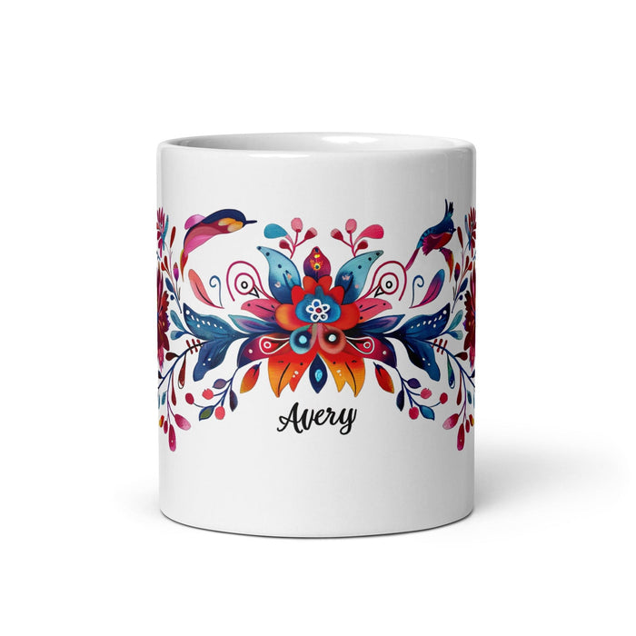 Avery Exclusive Name Art Piece Home Office Work Coffee Mug Mexican Spanish Pride Gift Cup One-Of-A-Kind Calligraphy White Glossy Mug | A11 Mexicada