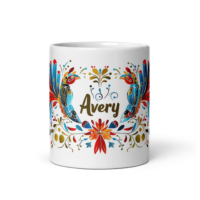 Avery Exclusive Name Art Piece Home Office Work Coffee Mug Mexican Spanish Pride Gift Cup One-Of-A-Kind Calligraphy White Glossy Mug | A13 Mexicada