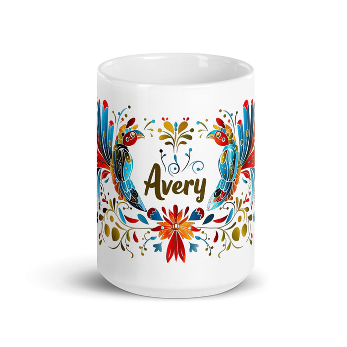 Avery Exclusive Name Art Piece Home Office Work Coffee Mug Mexican Spanish Pride Gift Cup One-Of-A-Kind Calligraphy White Glossy Mug | A13 Mexicada