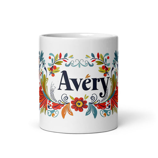 Avery Exclusive Name Art Piece Home Office Work Coffee Mug Mexican Spanish Pride Gift Cup One - Of - A - Kind Calligraphy White Glossy Mug | A15 - Mexicada