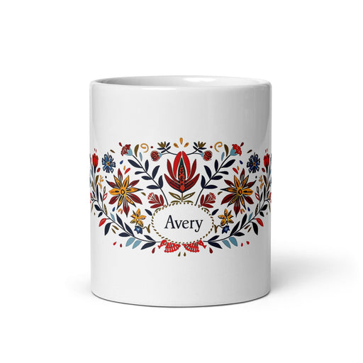 Avery Exclusive Name Art Piece Home Office Work Coffee Mug Mexican Spanish Pride Gift Cup One-Of-A-Kind Calligraphy White Glossy Mug | A16 Mexicada