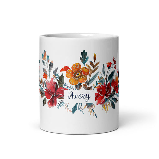 Avery Exclusive Name Art Piece Home Office Work Coffee Mug Mexican Spanish Pride Gift Cup One - Of - A - Kind Calligraphy White Glossy Mug | A17 - Mexicada