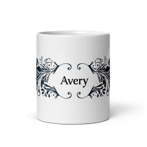 Avery Exclusive Name Art Piece Home Office Work Coffee Mug Mexican Spanish Pride Gift Cup One - Of - A - Kind Calligraphy White Glossy Mug | A18 - Mexicada