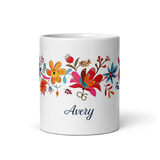 Avery Exclusive Name Art Piece Home Office Work Coffee Mug Mexican Spanish Pride Gift Cup One - Of - A - Kind Calligraphy White Glossy Mug | A19 - Mexicada