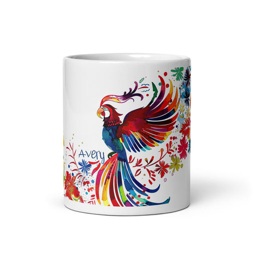 Avery Exclusive Name Art Piece Home Office Work Coffee Mug Mexican Spanish Pride Gift Cup One - Of - A - Kind Calligraphy White Glossy Mug | A20 - Mexicada