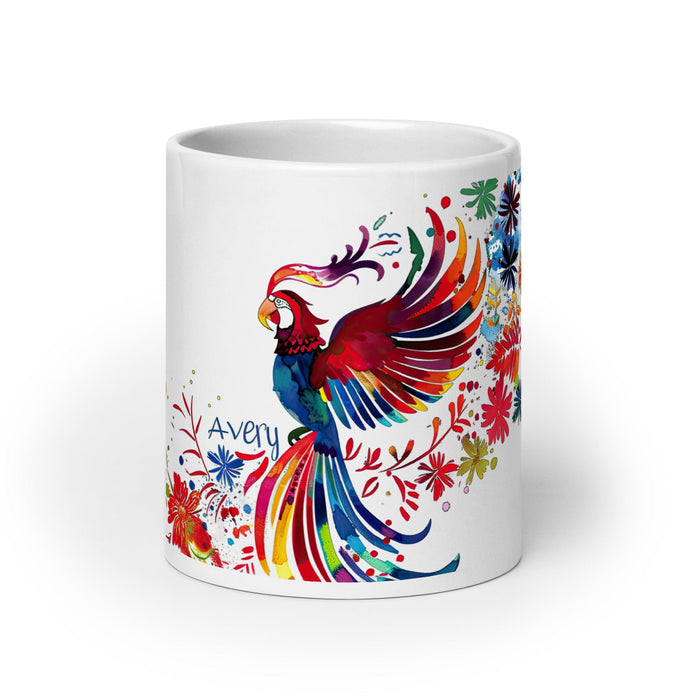 Avery Exclusive Name Art Piece Home Office Work Coffee Mug Mexican Spanish Pride Gift Cup One-Of-A-Kind Calligraphy White Glossy Mug | A20 Mexicada