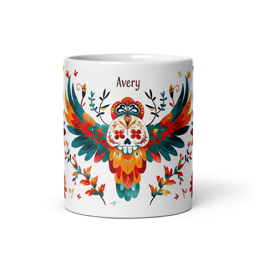 Avery Exclusive Name Art Piece Home Office Work Coffee Mug Mexican Spanish Pride Gift Cup One - Of - A - Kind Calligraphy White Glossy Mug | A24 - Mexicada