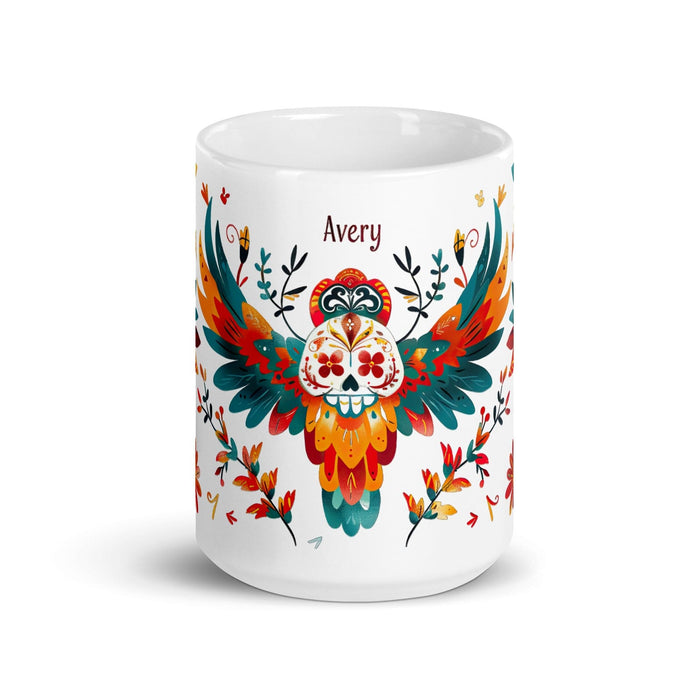 Avery Exclusive Name Art Piece Home Office Work Coffee Mug Mexican Spanish Pride Gift Cup One-Of-A-Kind Calligraphy White Glossy Mug | A24 Mexicada