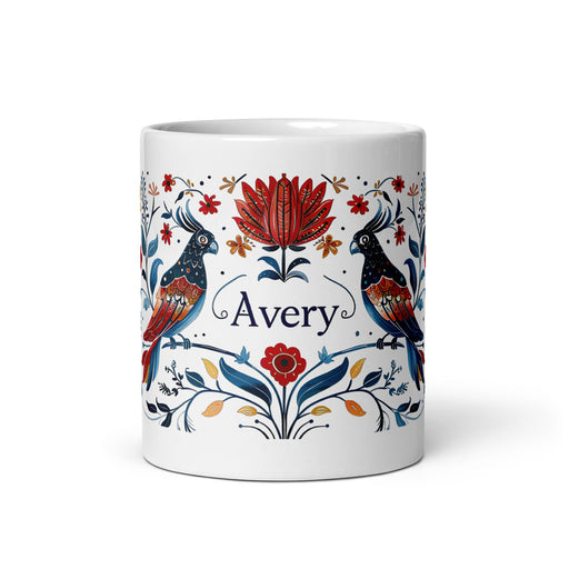 Avery Exclusive Name Art Piece Home Office Work Coffee Mug Mexican Spanish Pride Gift Cup One - Of - A - Kind Calligraphy White Glossy Mug | A3 - Mexicada