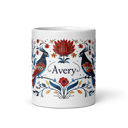 Avery Exclusive Name Art Piece Home Office Work Coffee Mug Mexican Spanish Pride Gift Cup One-Of-A-Kind Calligraphy White Glossy Mug | A3 Mexicada