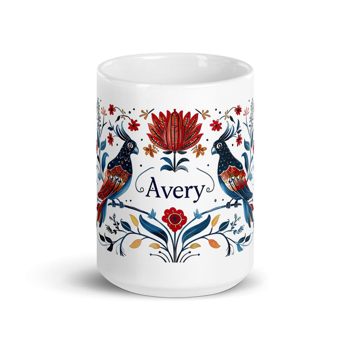 Avery Exclusive Name Art Piece Home Office Work Coffee Mug Mexican Spanish Pride Gift Cup One-Of-A-Kind Calligraphy White Glossy Mug | A3 Mexicada