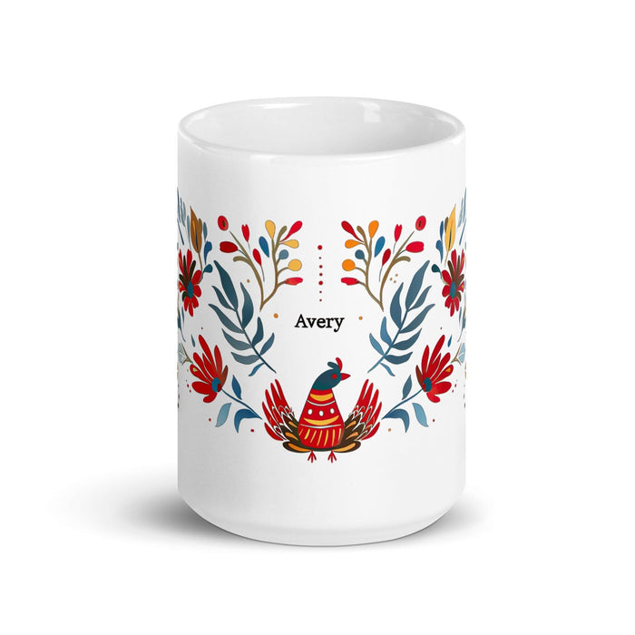 Avery Exclusive Name Art Piece Home Office Work Coffee Mug Mexican Spanish Pride Gift Cup One-Of-A-Kind Calligraphy White Glossy Mug | A4 Mexicada