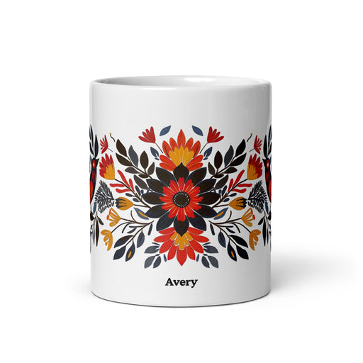 Avery Exclusive Name Art Piece Home Office Work Coffee Mug Mexican Spanish Pride Gift Cup One - Of - A - Kind Calligraphy White Glossy Mug | A5 - Mexicada