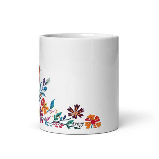 Avery Exclusive Name Art Piece Home Office Work Coffee Mug Mexican Spanish Pride Gift Cup One - Of - A - Kind Calligraphy White Glossy Mug | A6 - Mexicada