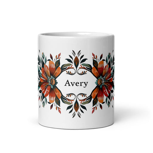 Avery Exclusive Name Art Piece Home Office Work Coffee Mug Mexican Spanish Pride Gift Cup One - Of - A - Kind Calligraphy White Glossy Mug | A7 - Mexicada