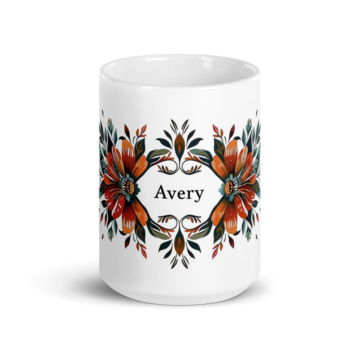 Avery Exclusive Name Art Piece Home Office Work Coffee Mug Mexican Spanish Pride Gift Cup One-Of-A-Kind Calligraphy White Glossy Mug | A7 Mexicada