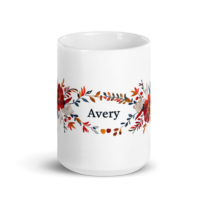 Avery Exclusive Name Art Piece Home Office Work Coffee Mug Mexican Spanish Pride Gift Cup One-Of-A-Kind Calligraphy White Glossy Mug | A8 Mexicada