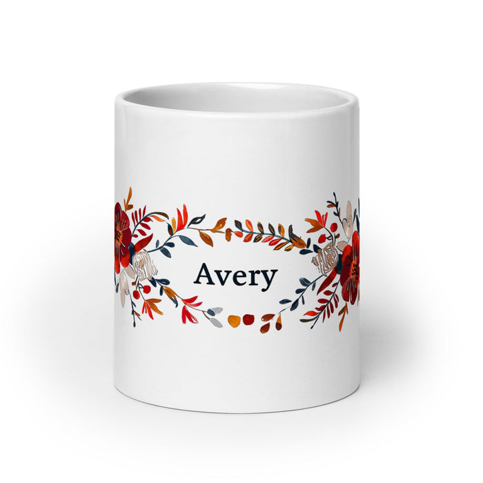 Avery Exclusive Name Art Piece Home Office Work Coffee Mug Mexican Spanish Pride Gift Cup One-Of-A-Kind Calligraphy White Glossy Mug | A8 Mexicada