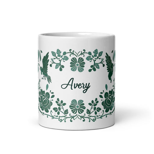 Avery Exclusive Name Art Piece Home Office Work Coffee Mug Mexican Spanish Pride Gift Cup One - Of - A - Kind Calligraphy White Glossy Mug | A9 - Mexicada