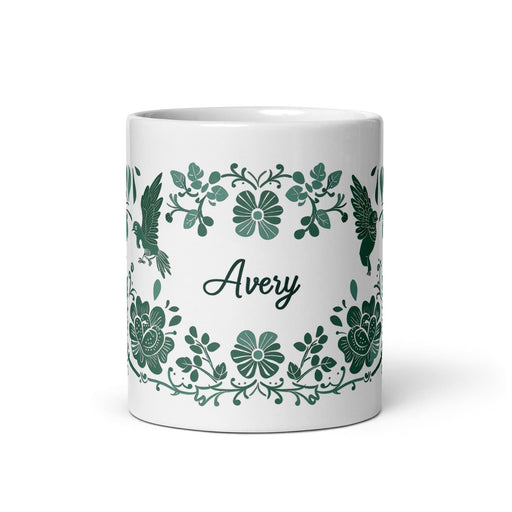 Avery Exclusive Name Art Piece Home Office Work Coffee Mug Mexican Spanish Pride Gift Cup One-Of-A-Kind Calligraphy White Glossy Mug | A9 Mexicada