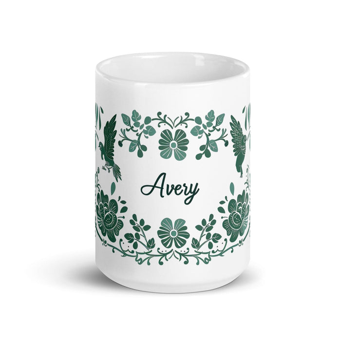 Avery Exclusive Name Art Piece Home Office Work Coffee Mug Mexican Spanish Pride Gift Cup One-Of-A-Kind Calligraphy White Glossy Mug | A9 Mexicada