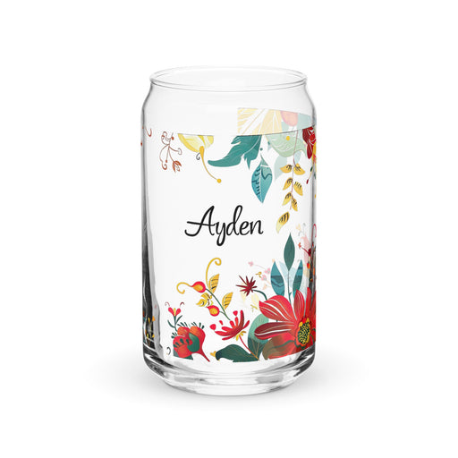 Ayden Exclusive Name Art Piece Can - Shaped Glass Home Office Work Mexican Spanish Pride Gift Cup One - Of - A - Kind Calligraphy Glass | A11 - Mexicada