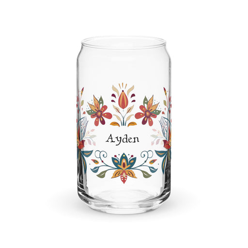 Ayden Exclusive Name Art Piece Can - Shaped Glass Home Office Work Mexican Spanish Pride Gift Cup One - Of - A - Kind Calligraphy Glass | A17 - Mexicada