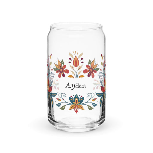 Ayden Exclusive Name Art Piece Can-Shaped Glass Home Office Work Mexican Spanish Pride Gift Cup One-Of-A-Kind Calligraphy Glass | A17 Mexicada 16 oz