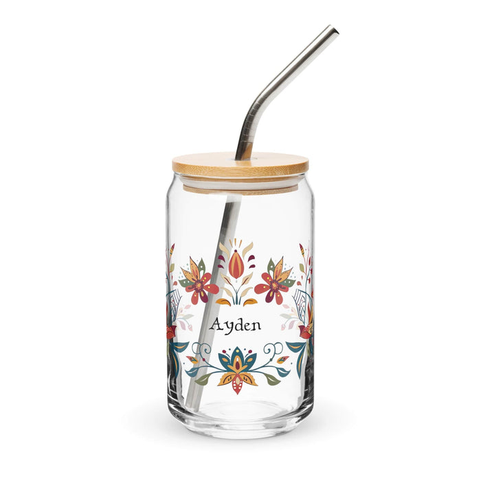 Ayden Exclusive Name Art Piece Can-Shaped Glass Home Office Work Mexican Spanish Pride Gift Cup One-Of-A-Kind Calligraphy Glass | A17 Mexicada 16 oz With Lid & Straw