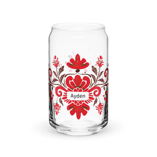 Ayden Exclusive Name Art Piece Can - Shaped Glass Home Office Work Mexican Spanish Pride Gift Cup One - Of - A - Kind Calligraphy Glass | A18 - Mexicada