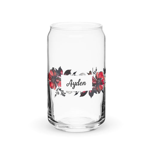 Ayden Exclusive Name Art Piece Can - Shaped Glass Home Office Work Mexican Spanish Pride Gift Cup One - Of - A - Kind Calligraphy Glass | A2 - Mexicada